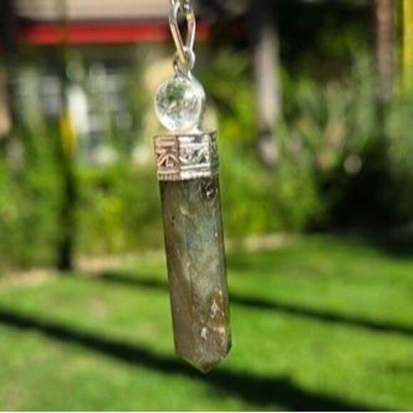 Sphere Labradorite Point Crystal Pendant - Picture 3 of 4